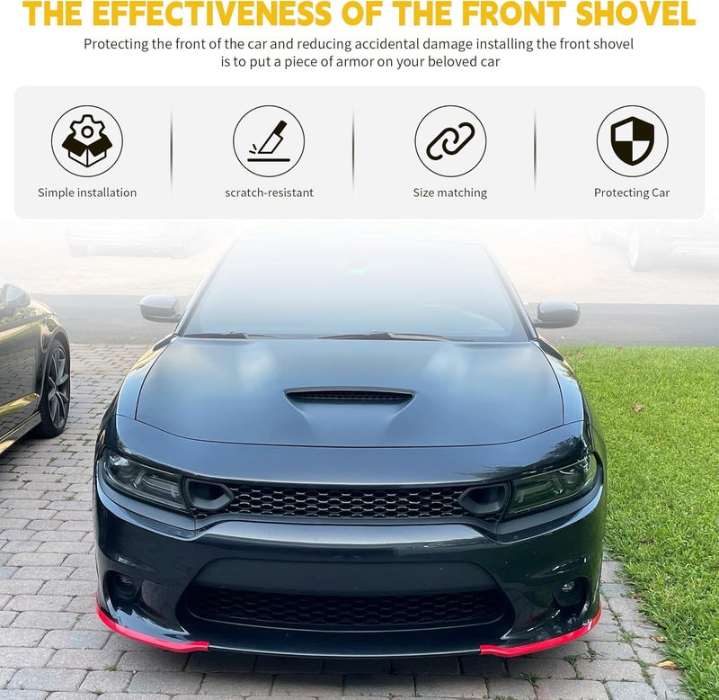 TENGBASE Dodge Charger Front Lip Spoiler Splitter for 2015-2024, Red Front Bumper Lip Kit Compatible with Charger SRT 392/Scat Pack/RT/GT - Image 3